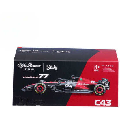 Alfa Romeo C43 Team Stake Valtteri Bottas (No.77 With Helmet 2023) in Red/Black