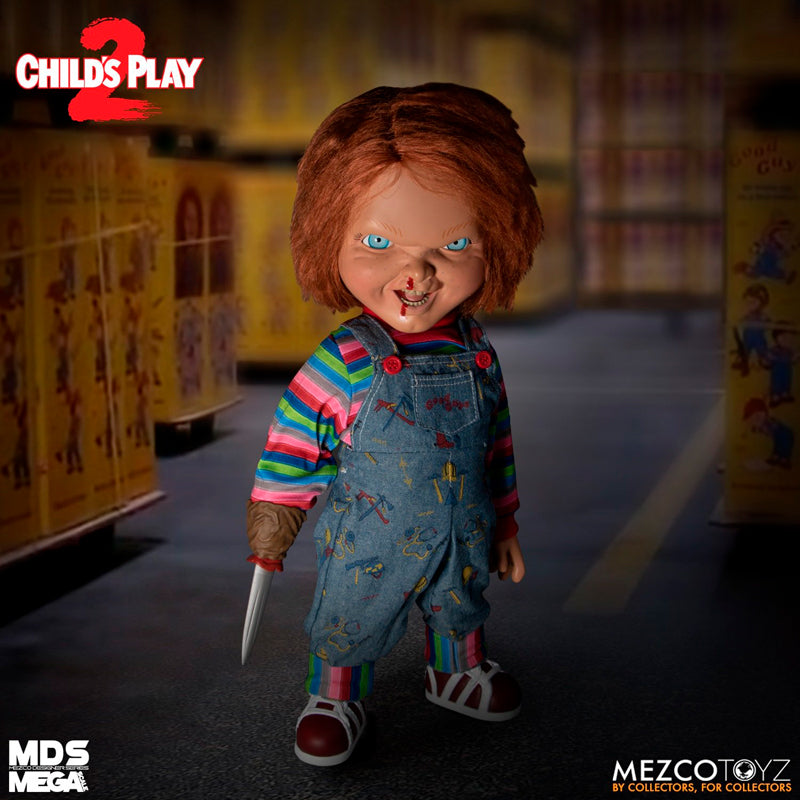 Menacing Chucky Mezco Designer Series (Mega Scale) with Sound Poseable Figure From Child's Play 2