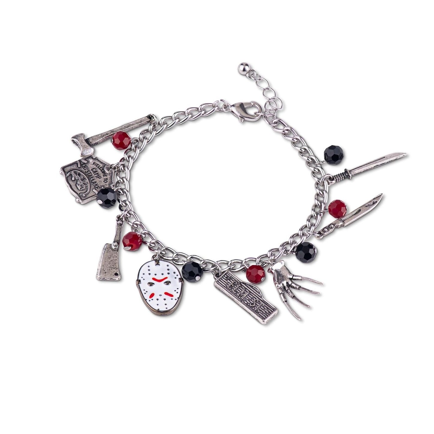 Charm Bracelet From Friday the 13th Freddy vs Jason in Silver/White/Black/Red