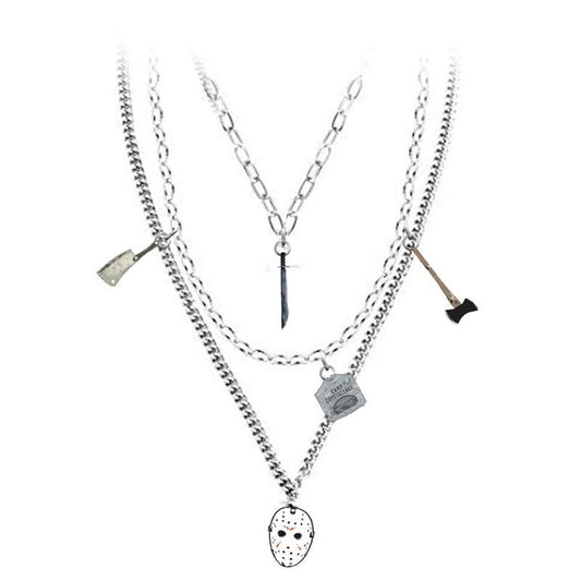 Necklace From Friday the 13th in Silver/White/Red