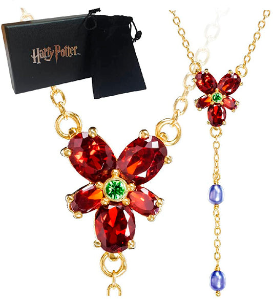 Hermione's Red Crystal Necklace Costume Replica From Harry Potter and The Deathly Hallows in Gold/Red/Blue