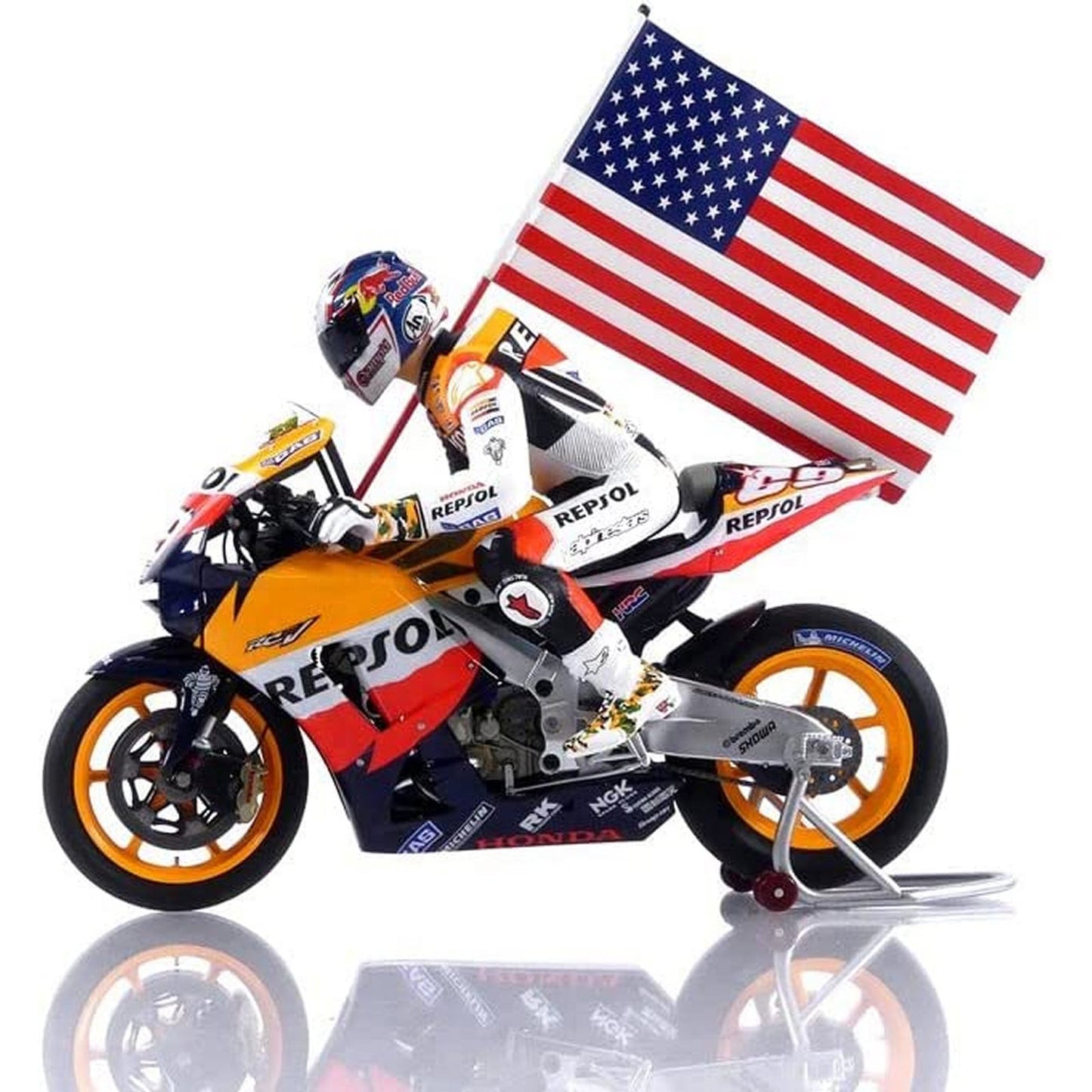 Honda RC211V with Figure and Flag Nicky Hayden (World Champion 2006)