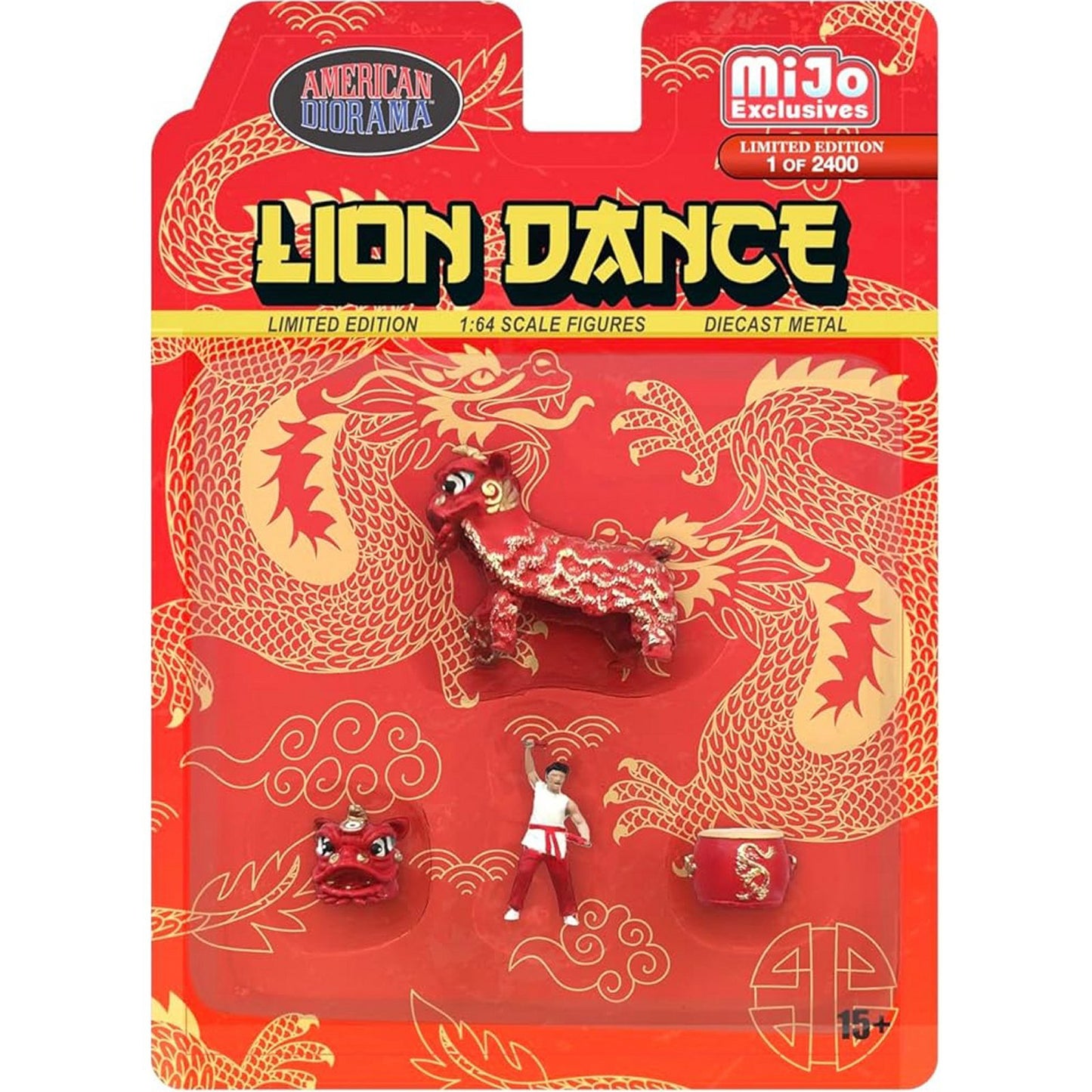 Lion Dance Figure Set in Red