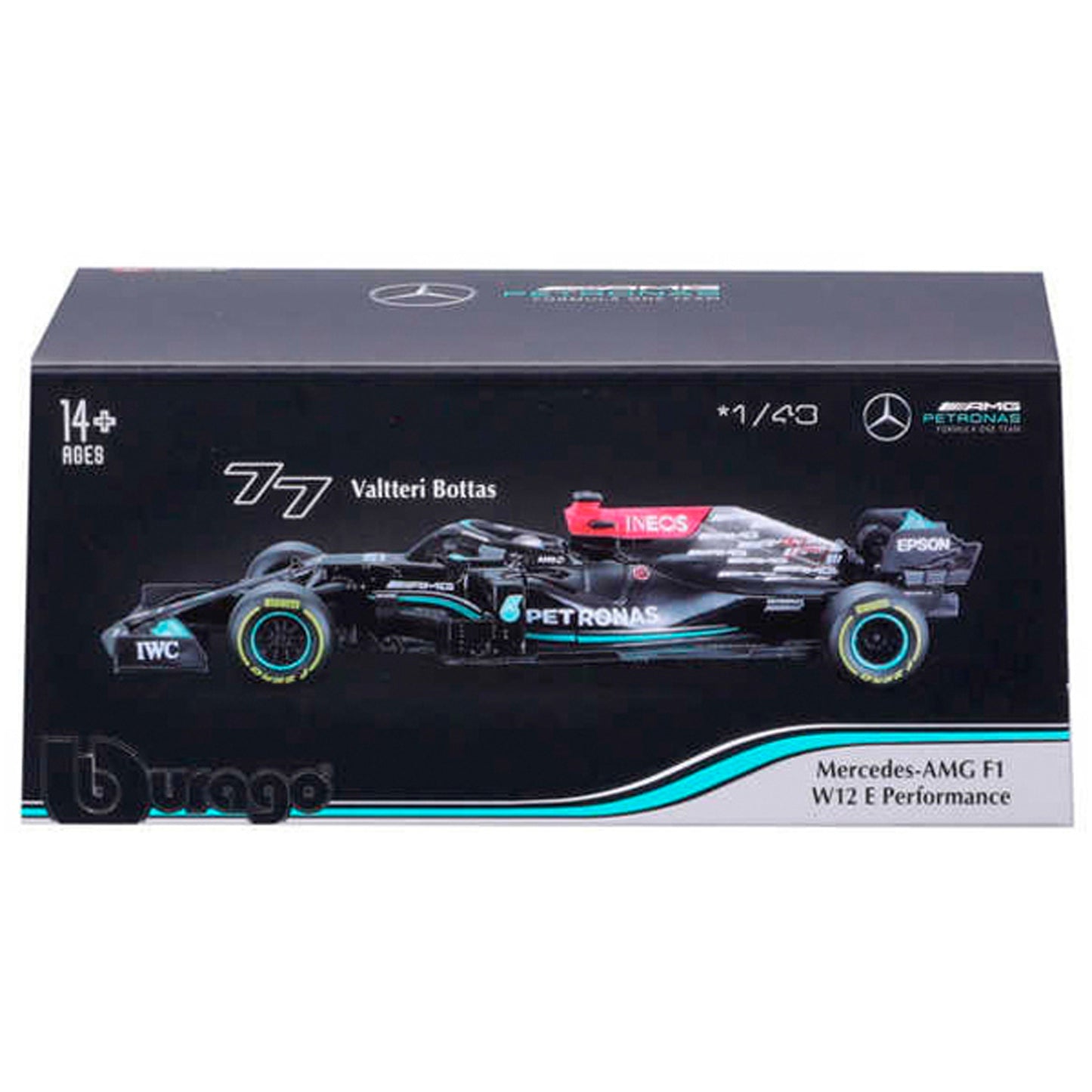 Mercedes AMG W12 E Performance Valtteri Bottas (No. 77 F1 Team With Bottas Helmet 2021) in Black