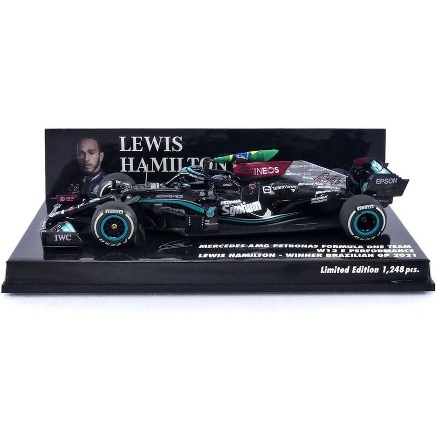 Mercedes Benz W12 E Performance Lewis Hamilton (Winner No.44 With Flag Brazilian GP 2021) in Black