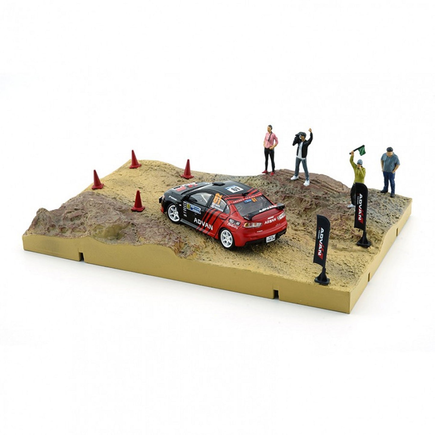 Mitsubishi Lancer Evolution X Advan (With Mud Rally Diorama) in Red/Black