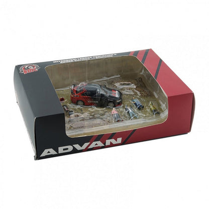 Mitsubishi Lancer Evolution X Advan (With Mud Rally Diorama) in Red/Black